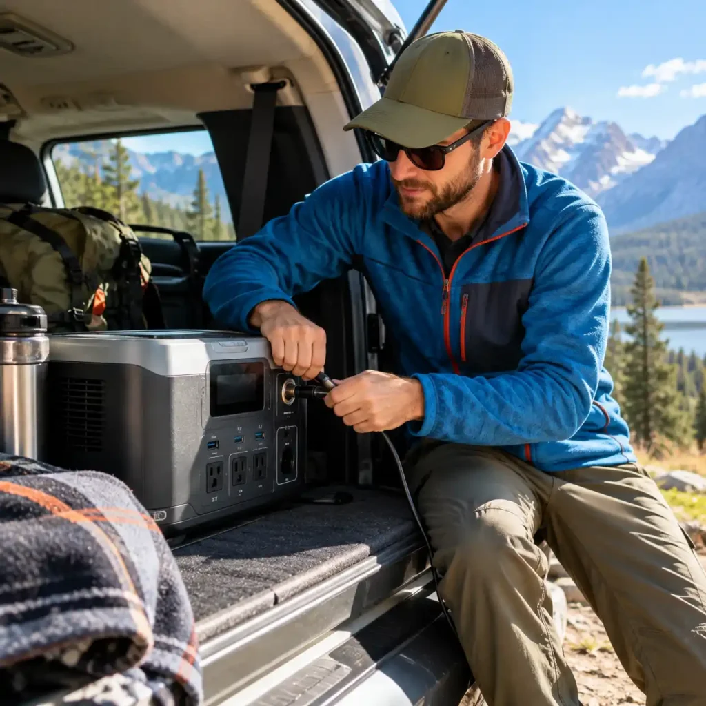 how to charge a portable power station from a car while driving